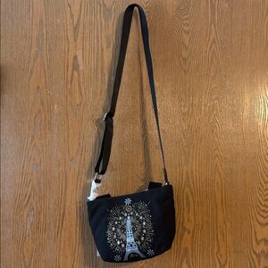 Karl Lager field NWT Black Eiffel Tower Design Crossbody Bag
